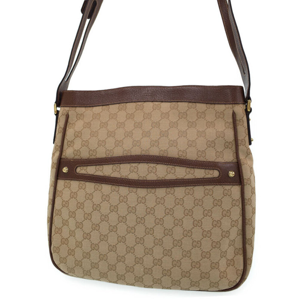 Gucci shoulder bag beige GG monogram canvas brown